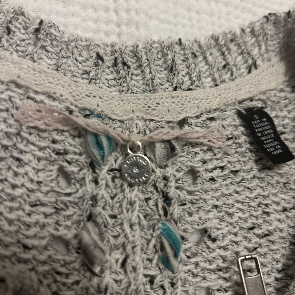 Anthropologie Knitted & Knotted Textured Zip Front Long Sleeve Sweater S Small - Picture 6 of 12